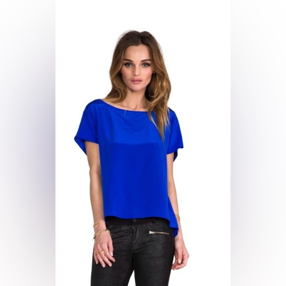 Amanda Uprichard Solid SILK TEE in Royal